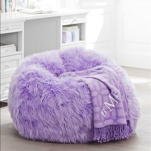 PBteen Large Purple Faux-Fur Bean Bag Cover